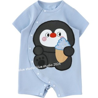 [Áo liền quần cá sấu / chim cánh cụt nhỏ dễ thương ~ Tùy chọn 3 màu] Bộ áo liền quần cho bé Quần áo trẻ em mùa hè Áo liền quần nam và nữ Áo liền quần Cardigan Cotton nguyên chất mỏng