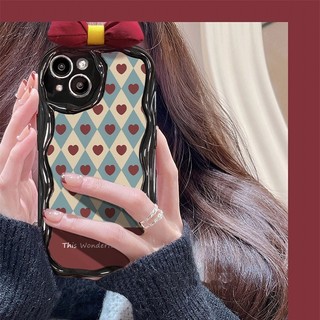 Nơ Họa Tiết Trái Tim Thích Hợp Cho Apple 14 Ốp Điện Thoại 13 ProMax Mới IPhone 11 Nữ 12 Sáng Tạo 8p Nữ XS