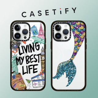 Casetify Nhãn cuộc sống du lịch Đuôi nàng tiên cá Vỏ điện thoại Acrylic trong suốt cho iPhone 15 Pro Max 14 Plus 13 ProMax 12 12Pro 11 Vỏ bảo vệ cứng bằng điện thoại chống sốc