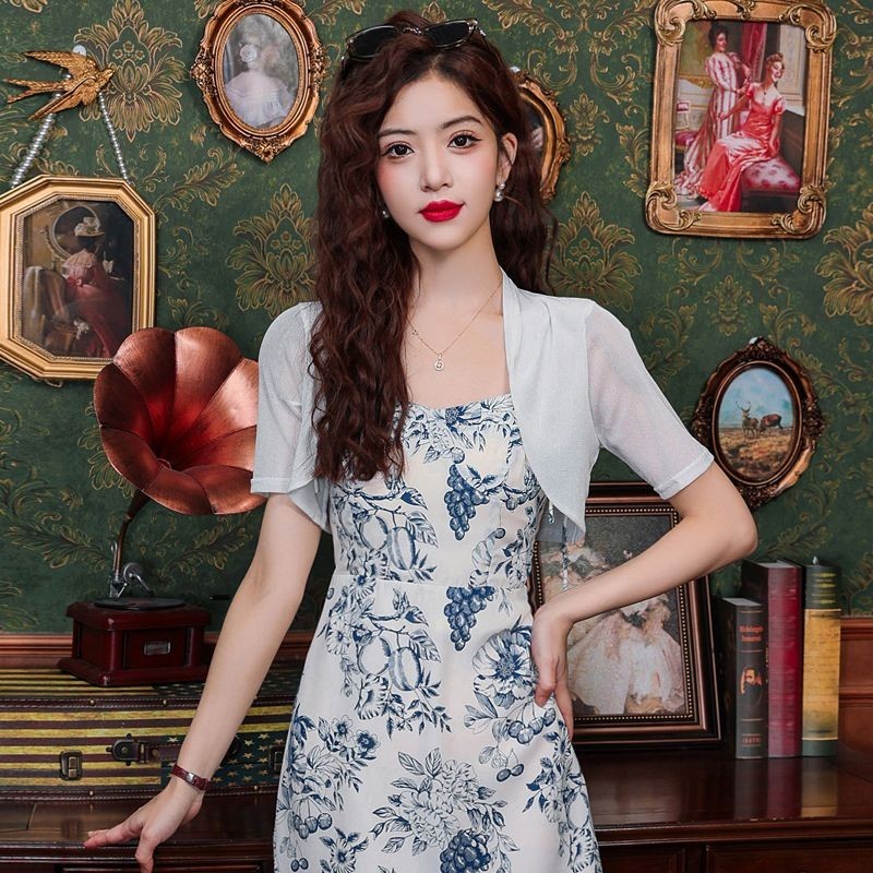 Mới Mùa Hè 2024 Nữ Áo Khoác Ren Trắng Tay Ngắn Khăn Choàng Nhỏ Áo Bolero filipiniana Áo khoác ngoài 