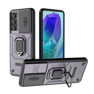 Dành Cho Samsung Galaxy M55 5G Ốp Lưng ELVEV Battle Bear Series PC Cứng + TPU Mềm Bảo Vệ Ống Kính Trượt Vỏ Điện Thoại Có Giá Đỡ Nhẫn