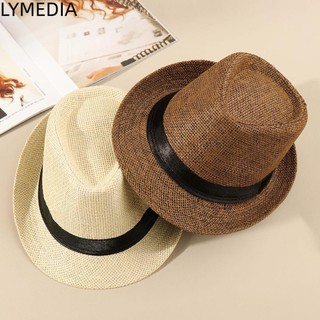 Mũ ống hút LYMEDIA Mũ Panama Unisex Vành rộng Mũ cao bồi bãi biển Fedora