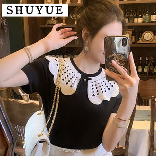 SHUYUE áo phông áo thun nữ croptop baby tee Trendy Dễ thương Hàn Phong thời trang WCS2430BP8 18Z240428
