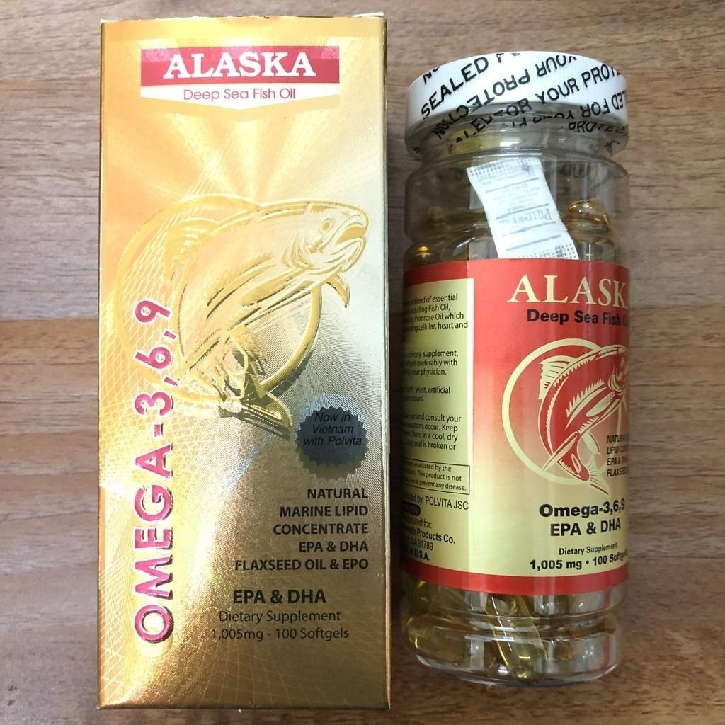 Alaska omega 3 6 9 dầu cá hộp 1 lọ 100 viên nang của Hoa Kỳ