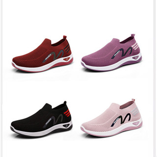 Giày Slip-on Dệt Kim Fly Đế Massage, Thoáng Khí, Nhẹ cho Nữ, Giày Thể Thao Đi Bộ GN48