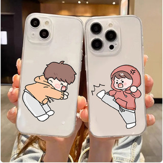 Dành Cho Samsung S26 S25 S24 S23 S22 S21 S20 Ultra Plus Ốp Lưng Cặp Đôi Ngộ nghĩnh Cho Bé Trai Cô Gái Vỏ Hoạt Hình Trong Suốt Vỏ Spade Một Vỏ Dễ Thương Trong Suốt Mềm Mại