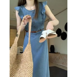 Đầm Denim Pháp Cao Cấp Độc Đáo Cao Cấp Nhỏ Tính Khí Đẹp Sang Trọng Váy Denim Quần Áo Nữ