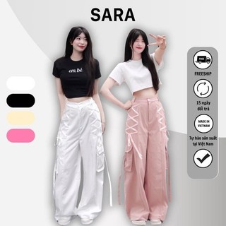  Quần Kaki Cạp Cao Ống Rộng Thiết Kế Túi Hộp Có Nắp Nữ Women - mã: TD072