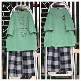 Sét bộ áo nam nữ quần kẻ Unisex Full Form to, rộng rãi, thoải mái, NHIỀU MẪU HOT, đồ bộ hoạt hình Freesize DVGIT