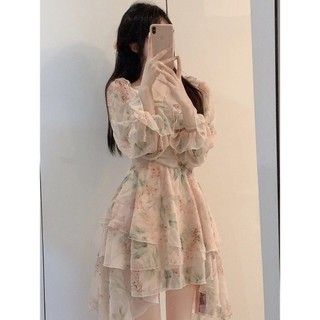 Váy Liền Hoa Sang Trọng Kiểu Trà, Váy Tiên Nữ Nghỉ Dưỡng Cao Cấp Kiểu Pháp Kikyo Mẫu Mới Xuân Thu