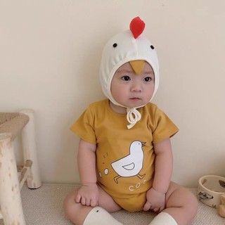 Bé Áo Liền Quần Có Mũ Trùm Đầu Jumpsuit Bé Mùa Hè ins Phong Cách Mỏng Bé Trai Áo Liền Quần Có Mũ Trùm Đầu Jumpsuit Họa Tiết Gà Con Bé Gái Jumpsuit Romper Trẻ Em