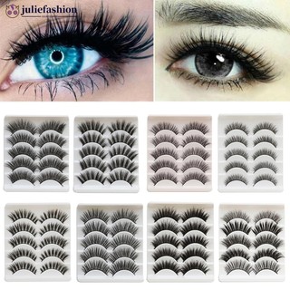 Juliefashion dingsen 5 cặp 3d tóc chồn lông mi giả tự nhiên dài handmade mắt mi trang điểm m2z8