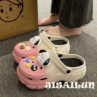 JISAILUN  dép cross đế cao dép nữ dép đi biển Chống Trượt Linh hoạt Điệu đà Đa năng Phong cách FBT2460F0R 25Z240620