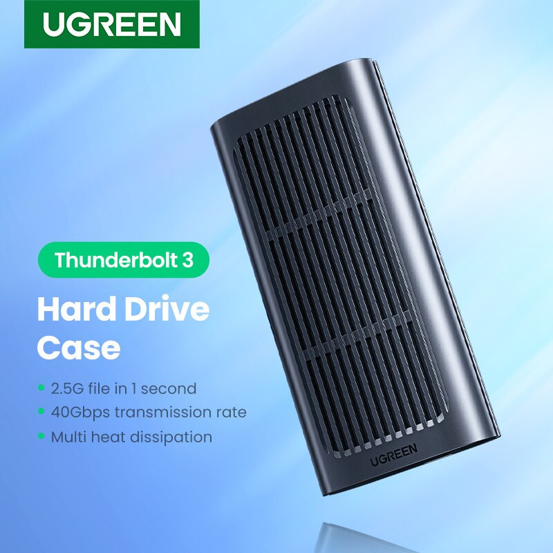 BOX SSD NVMe M.2 Thunderbolt 3 Ugreen 80336 CM343, Tốc độ 40Gpbs, Kèm cáp Thunderbolt 3 0.5M