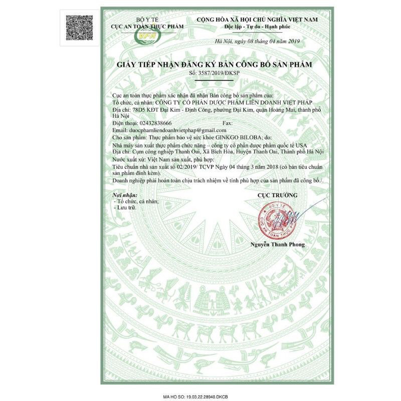 {Chính hãng} Hoạt huyết dưỡng não Ginkgo Biloba 240mg dưỡng chất cho não; tăng cường tuần hoàn máu não _ Hộp 100 viên .