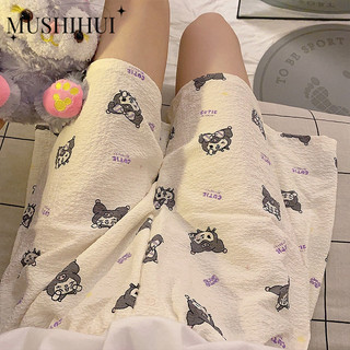Mushihui [Jormansh] Quần short ngủ Cotton dệt bong bóng họa tiết hoạt hình ngoài trời quần áo nữ