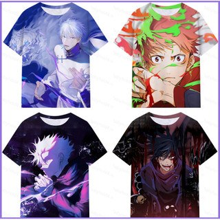 【 Sy1 】 Jujutsu Kaisen Anime Áo Thun Nữ Tay Ngắn Unisex Cosplay Gojo Satoru Itadori Yuji Tee Thời Trang 3D Áo Sơ Mi Plu