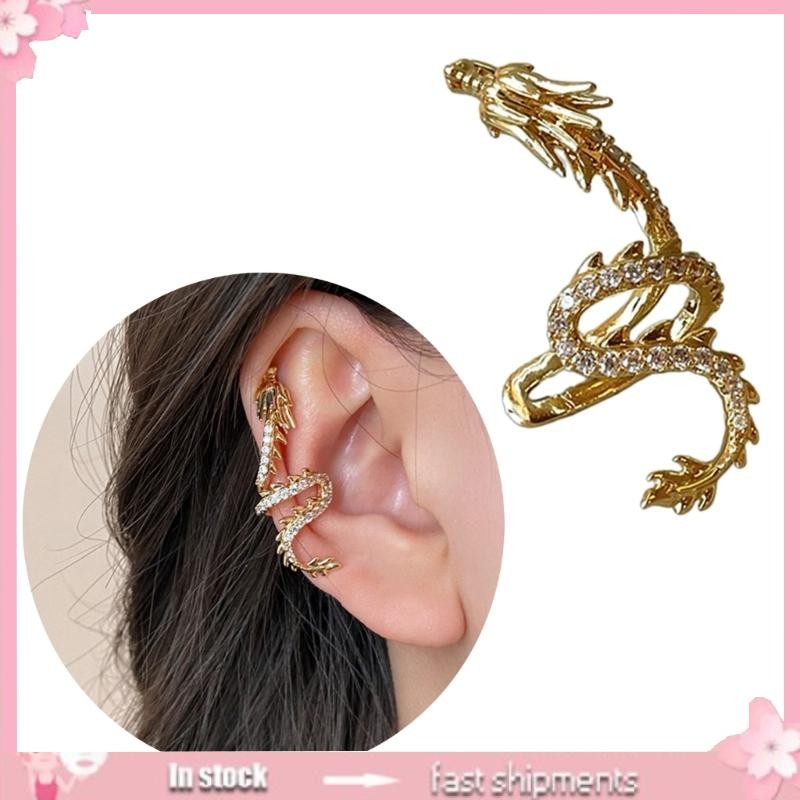 Dragon Clip On Earrings for  Pierced Ears Unique and Stylish Ear Wrap Studs