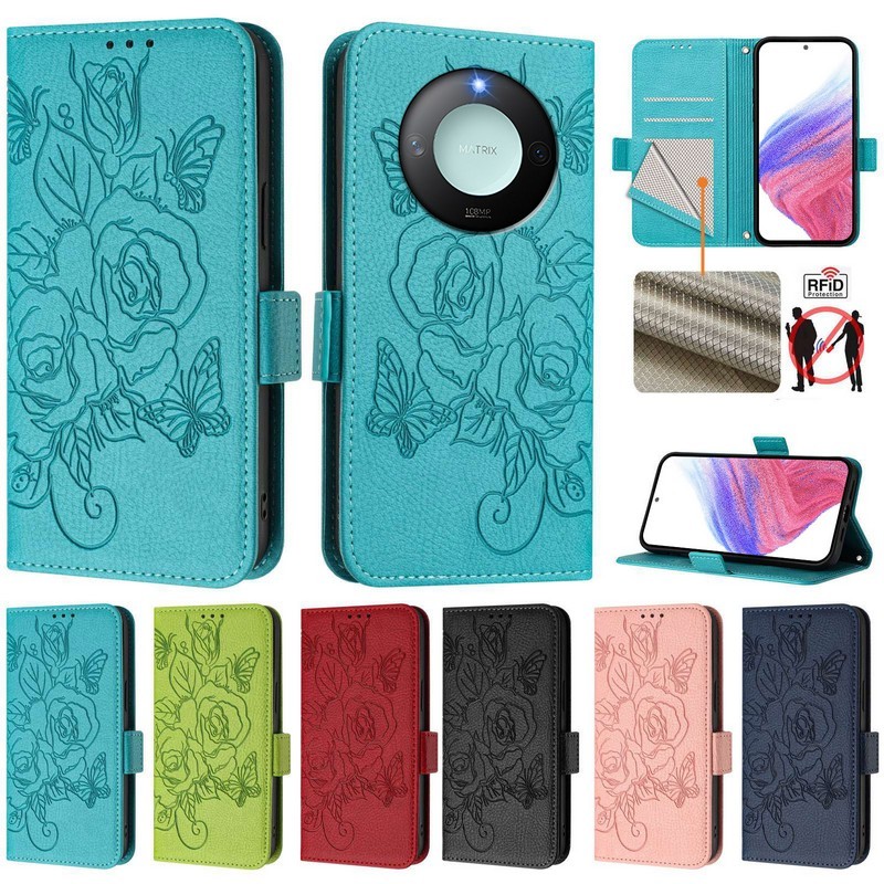 Dành Cho Honor X9C Smart 5G Ốp Lưng 3D Ví Hoa Hồng Ốp lưng Honor X9C 5G X9a X9b X9 5G Ốp Lưng Da Lật