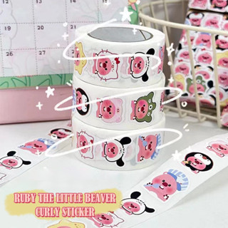 lichee1🌷500 Chiếc Little Beaver Ruby Loopy cuộn sticker Giá Trị Cao Dán Sổ Tay Trang Trí Niêm Phong Miếng Dán hình dán