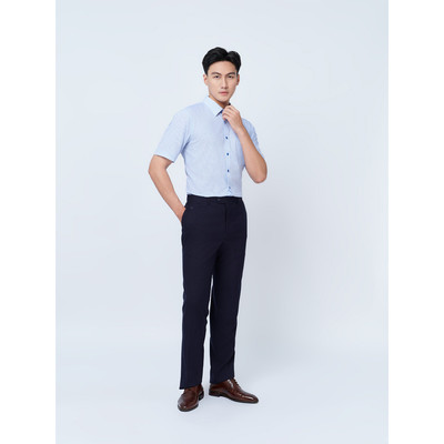 Sơ mi ngắn tay vạt tròn VIETTIEN vải Hoa hồng form REGULAR VT00000297
