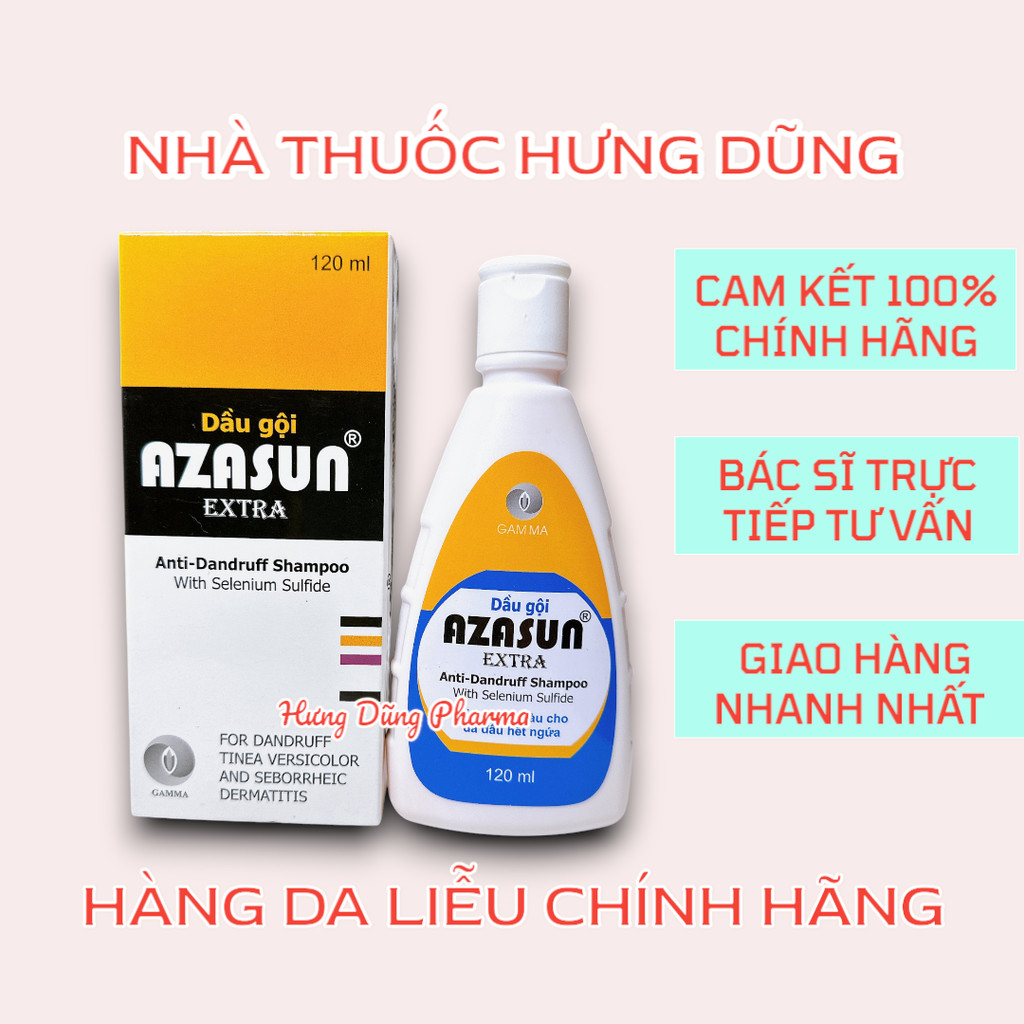 Dầu gội giảm gàu, giảm ngứa da đầu, giảm mụn GAMMA Azasun Extra 2.5% - 120ml