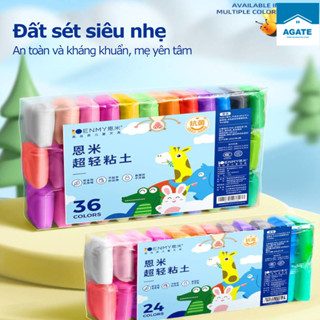 Đất Nặn Đất Sét Nhiều Màu, Đất sét tự khô 24/36 màu, Chất liệu an toàn có khuôn kèm, Đất sét nhẹ tự khô phân
