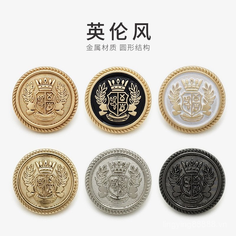 【Một 1】Nút áo khoác vintage D1UR, nút kim loại cho áo khoác len nữ, nút vest tròn cho nam