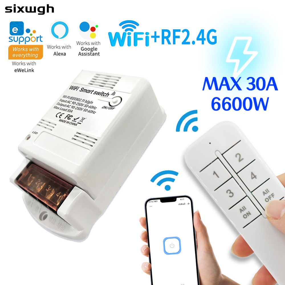 30A eWeLink Wifi Công tắc thông minh Điều khiển từ xa Công tắc bơm nước Công tắc không dây hỗ trợ ứn