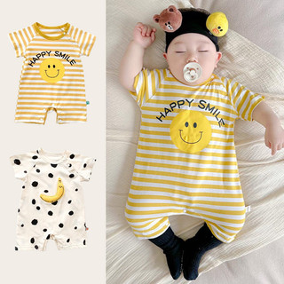 Bộ Áo Liền Quần Tay Ngắn In Hình Trái Chuối Dễ Thương Thời Trang Cho Bé