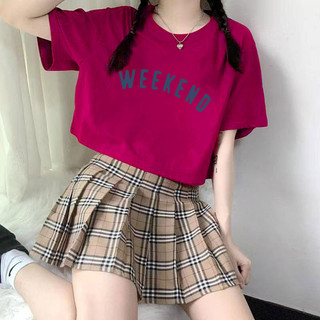 FASHMILY Áo tay ngắn 100% Cotton Hàn Quốc dáng rộng mùa hè nữ trẻ em, áo ngắn rốn, đồ họa độc đáo