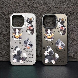 Ốp Điện Thoại Họa Tiết Chó Âm Nhạc Toàn Màn Hình Tương Thích Cho IPhone 11 12 13 14 15 Plus Xr X XsMax 11pro 13pro 14pro 7 / 8 Plus Se2020 Thời Trang Lỗ Lớn Đáy Cứng Điện Thoại Cạnh Mềm C