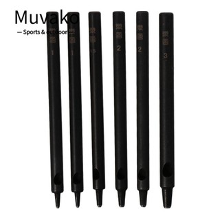 Bộ đục lỗ rỗng, Thắt lưng da bằng thép Carbon đen, Bộ da 6 kích thước 1.0-5.0mm Dây đeo da Gioăng Dụng cụ da