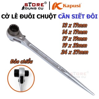 Cờ lê đuôi chuột đa năng Kapusi | Clê tuýp giàn giáo tự động đảo chiều thép đúc nguyên khối 2 đầu 2 size chuyển đổi