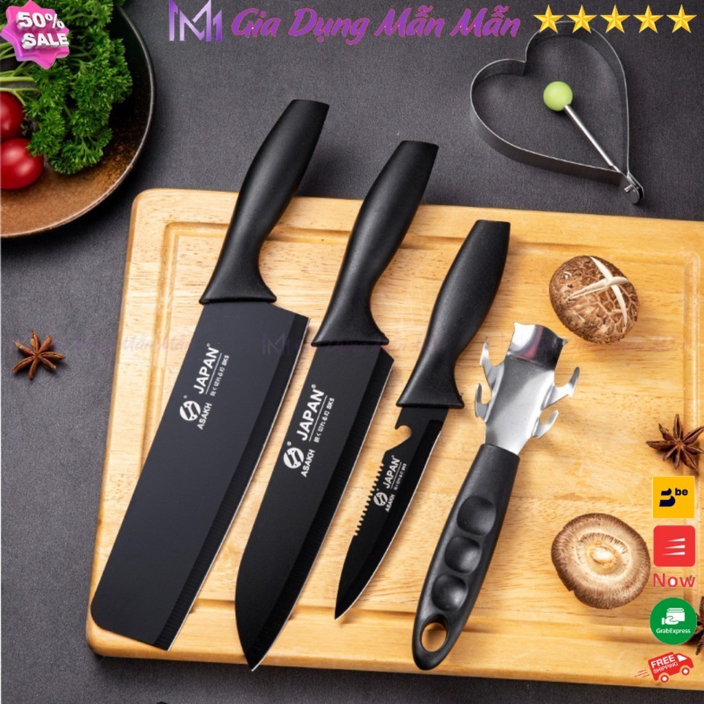SKU34 - Bộ dao nhà bếp nhật bản 5 món, dao bếp chất liệu thép không rỉ, sắc bén, bền đẹp - GDMM