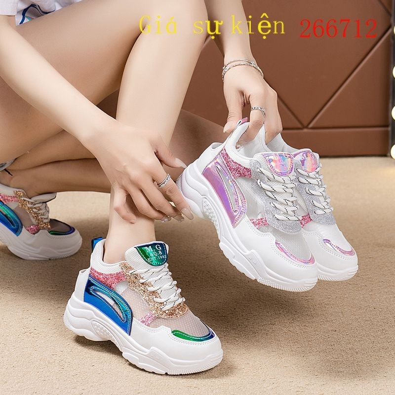 Giày Sneaker Đế Xuồng Dày Tăng Chiều Cao Phong Cách Mới Mùa Hè 2023 Cho Nữ