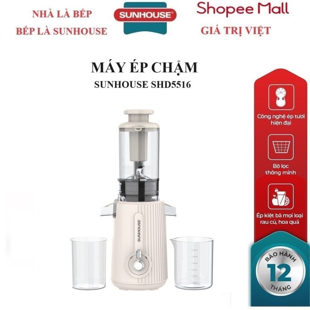 MÁY ÉP CHẬM SUNHOUSE SHD5516 _công suất 150w có tích hợp chức năng làm kem trái cây