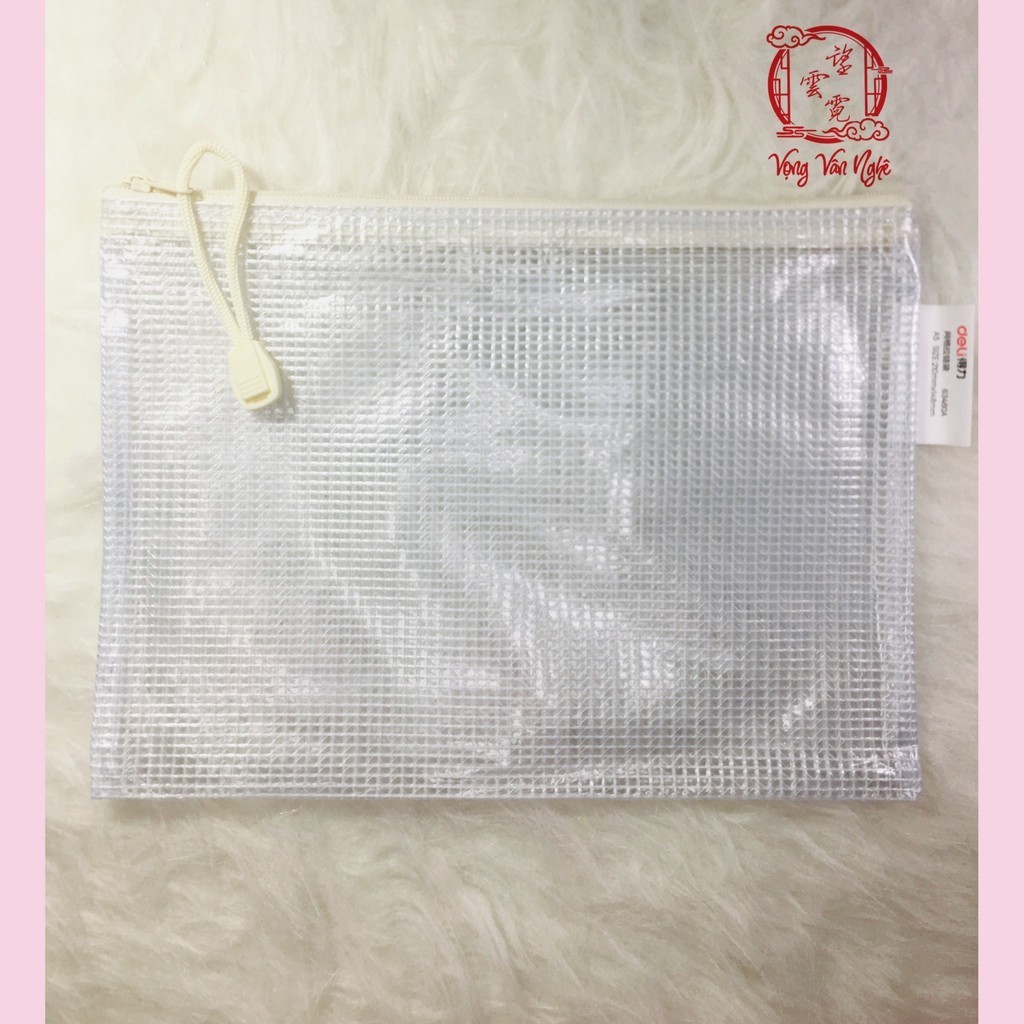(DELI) Túi Đựng Bút Deli 63480A-KM-01, Bóp Viết Lưới Pastel Trong Suốt | Kích Thước A5