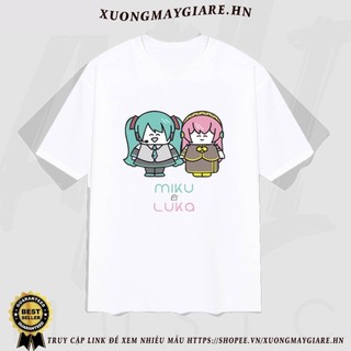 Áo thun Unisex VOCALOID Miku & Luka Oversized 100% Cotton (Black/White) ngắn tay