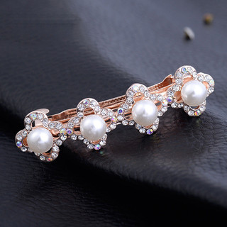 Hợp Kim Mới Mùa Xuân Kẹp Kim Cương Đính Ngọc Trai Bốn Lá Cỏ Ba Lá Kẹp Tóc Hình Trái Tim Top Kẹp Thời Trang