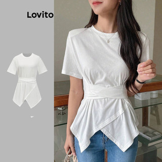 Áo thun Lovito màu trơn phong cách thường ngày dành cho nữ L88AD215