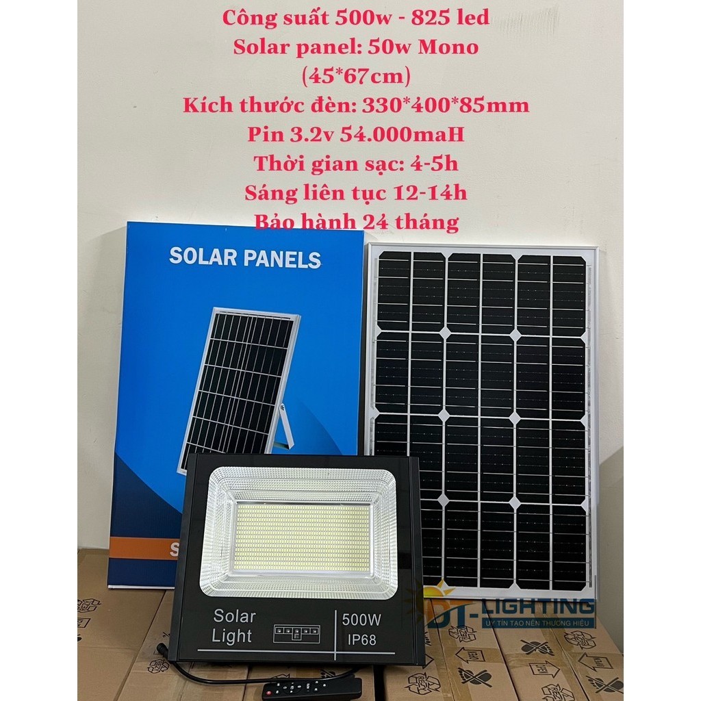 Đèn Năng Lượng Mặt Trời Solar Light 500W IP67 Có Điều Khiển Tự Động Bảo Hành 12 Tháng Tiết Kiệm Điện