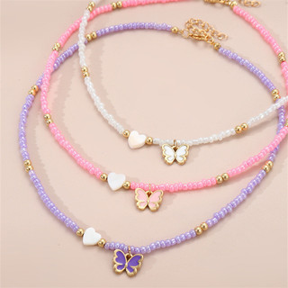 3 món trẻ em tình yêu hạt vòng cổ mặt dây chuyền tình yêu cô gái vòng cổ phù hợp với