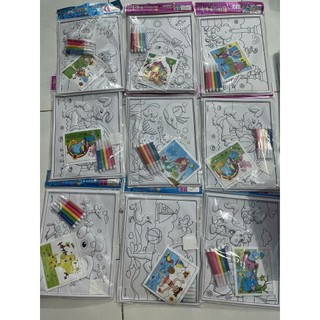 10 tranh nhựa tô màu 3d, Combo 10 tranh nhựa 3D tô màu cho bé, tranh tô màu, đồ chơi cho bé