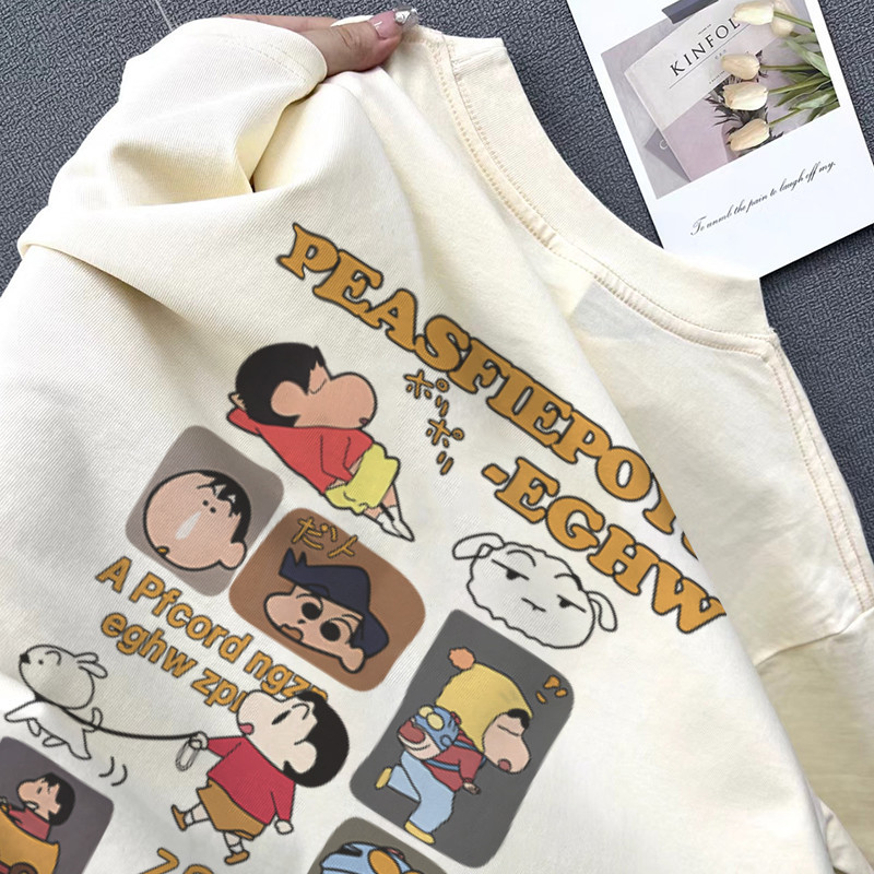 Áo phông nữ quả mơ form rộng mùa hè local brand SALMO cổ tròn áo thun in hình cute crayon shin-chan 100% cotton Y1141