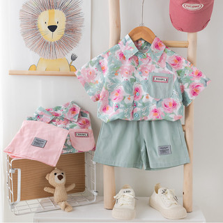 Bộ Quần Áo Trẻ Em In Hoa Áo Sơ Mi + Quần Short 2 Bộ Trang Phục Bé Gái Bộ Bé Trai Quần Áo Trẻ Em Boutique Quần Áo