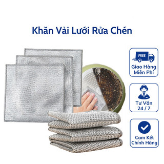 Combo 15 khăn rửa chén, khăn lau bếp kim loại giẻ rửa bát chén dĩa, cọ rửa xoong nồi, chất liệu dây bạc