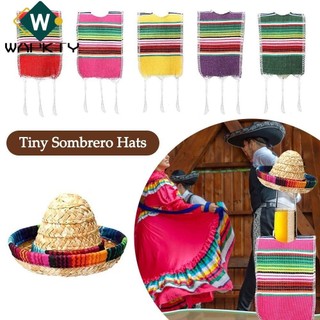 WAPKTY Chai Serapes, Chủ Đề Mexico Nhiều Màu Sắc Nhỏ Sombrero Mũ, Phụ Kiện Trang Trí Tiệc Lễ Hội Trang Trí Bia Poncho Cover
