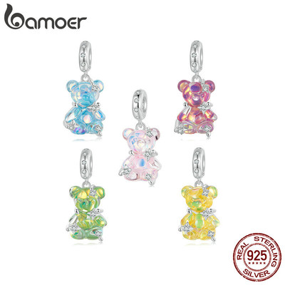 Bamoer 925 Sterling Sliver Charm Dreamy Bear Mặt dây chuyền cho vòng tay Quà tặng cho nữ