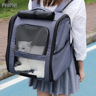 PHIPHI Ba lô vận chuyển thú cưng Túi đựng bằng vải polyester dung tích lớn ngăn ngừa căng thẳng đa năng có túi bên cho chó mèo ngoài trời